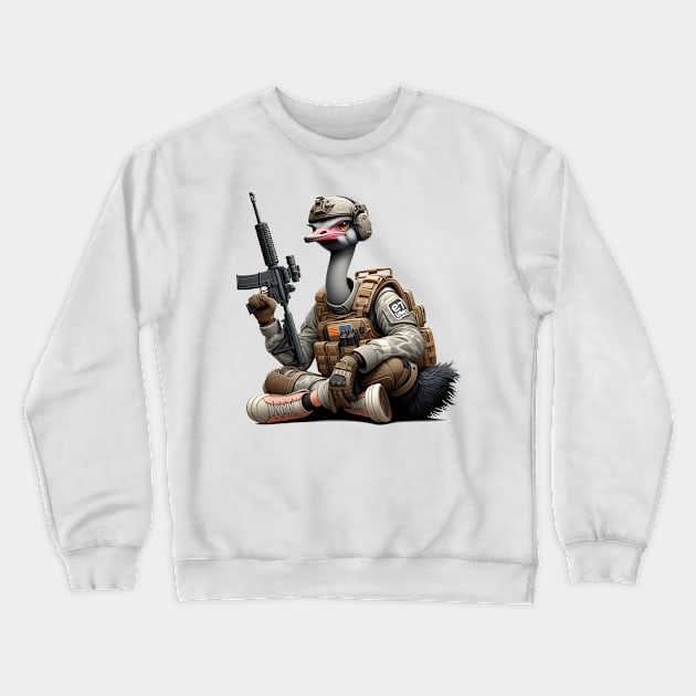 Tactical Ostrich Crewneck Sweatshirt by Rawlifegraphic